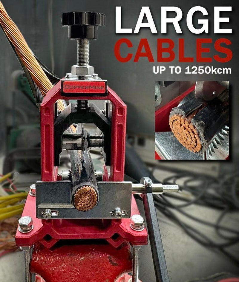CopperMine Manual Wire Stripping Machine â€“ High-Capacity Copper Wire Stripper (Hand Crank & Drill-Powered) for 18 AWG to 1-1/2â€³ Cable â€“ Heavy Duty Recycling Tool - Image 4